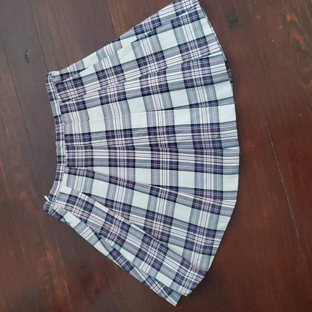 Wonder Nation Girls Plaid Pleated Skirt 7-8 Never Worn Blue Pink Black White